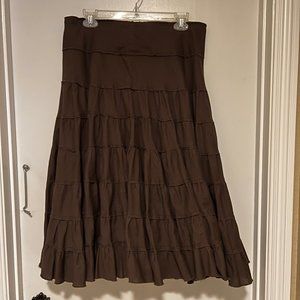 Brown Tiered Mid-Length Skirt Size L